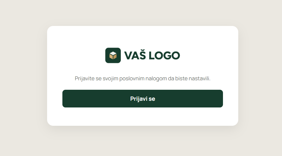 Stranica za prijavu u prodavnicu sa vašim logom